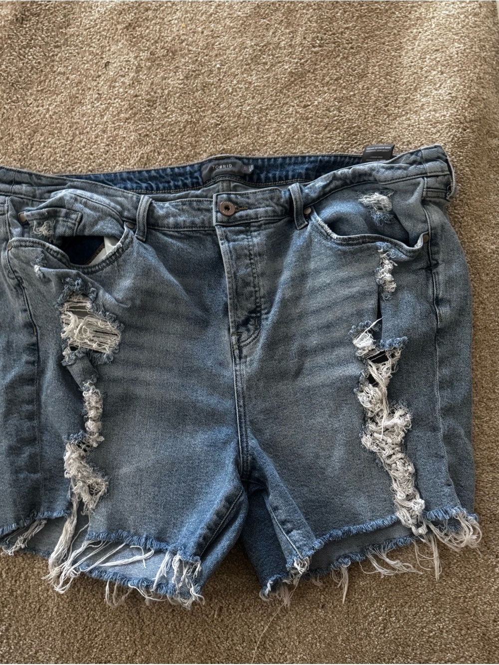 torrid Distressed Light Blue Denim Cutoff Shorts